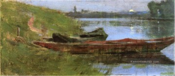 Zwei Boote Impressionismus Boot Landschaft Theodore Robinson Fluss Ölgemälde